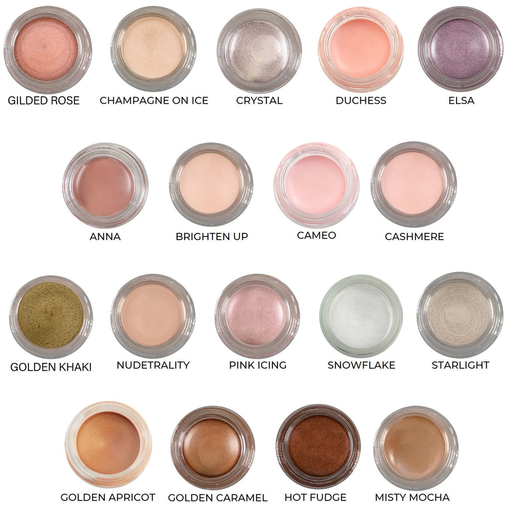 Golden Apricot Any Wear Creme - A Waterproof Multi-tasking creme to powder product for eyes, cheeks & lips. Can be worn anywhere