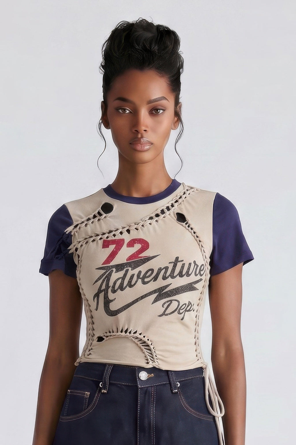 Varsity Renegade Lace-up Graphic Tee