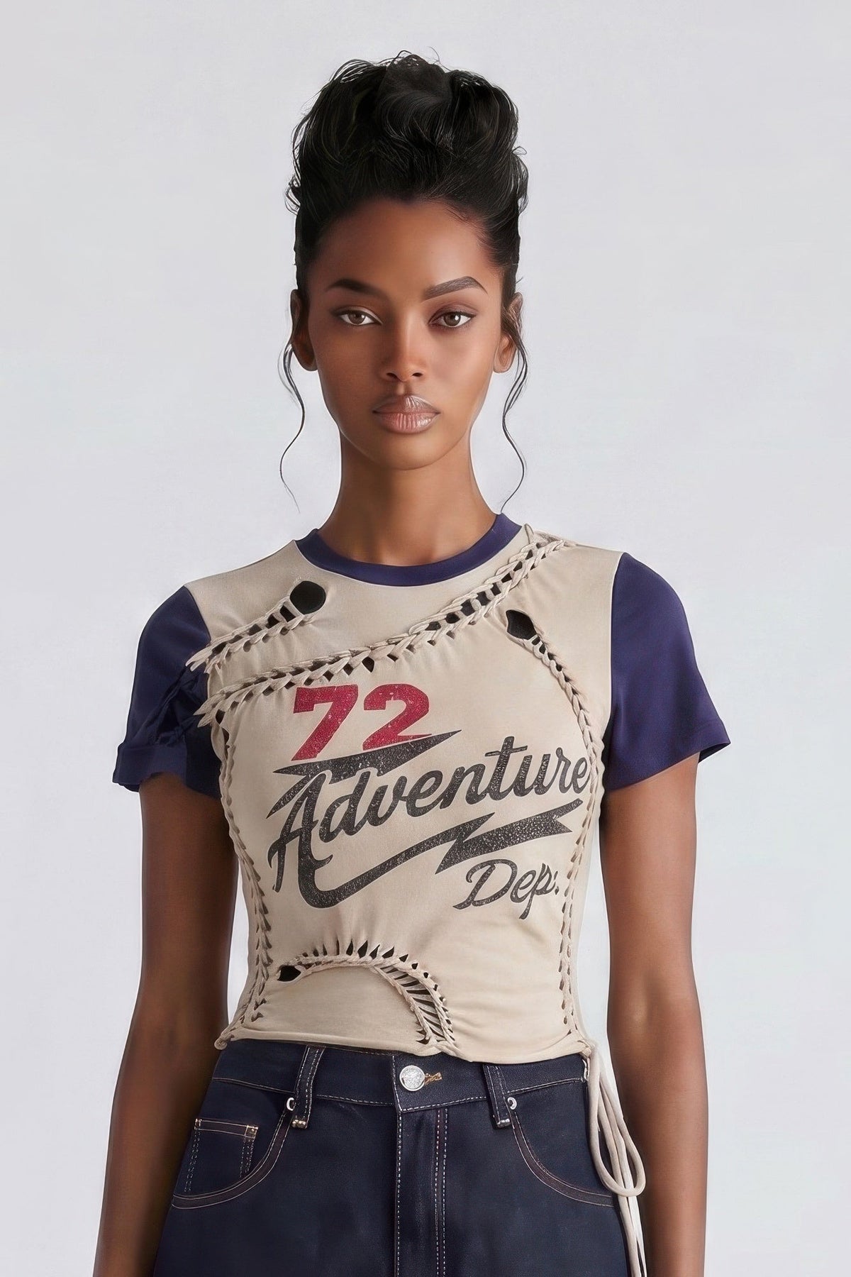 Varsity Renegade Lace-up Graphic Tee